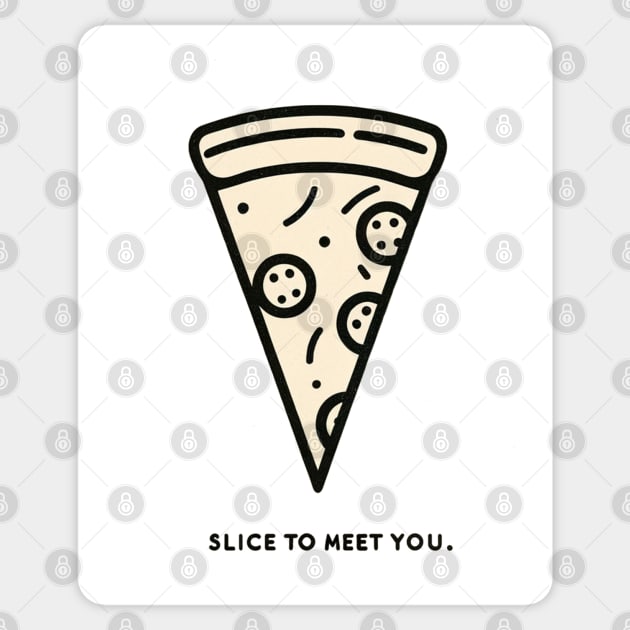 Slice to Meet You - Minimalist Pizza Line Art Sticker by Retro Travel Design